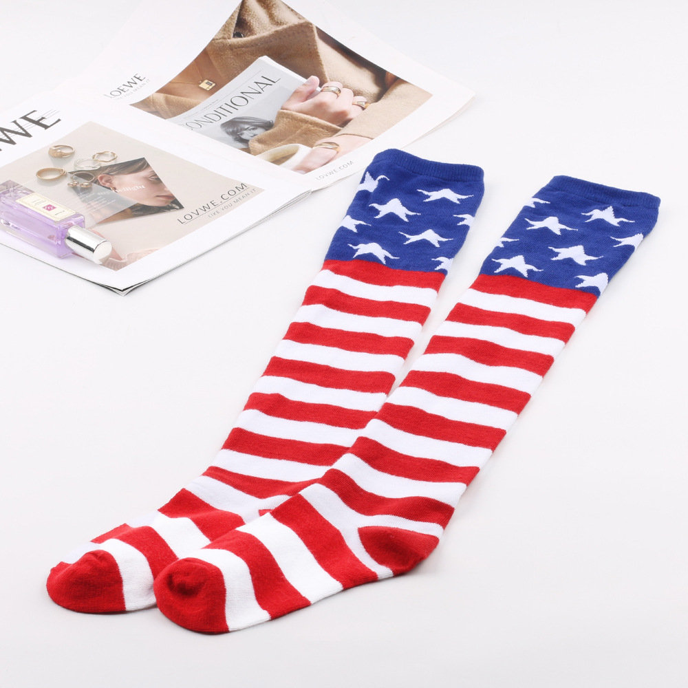 American Flag Over-the-Knee Socks, Stars and Stripes Pattern, Red White and Blue
